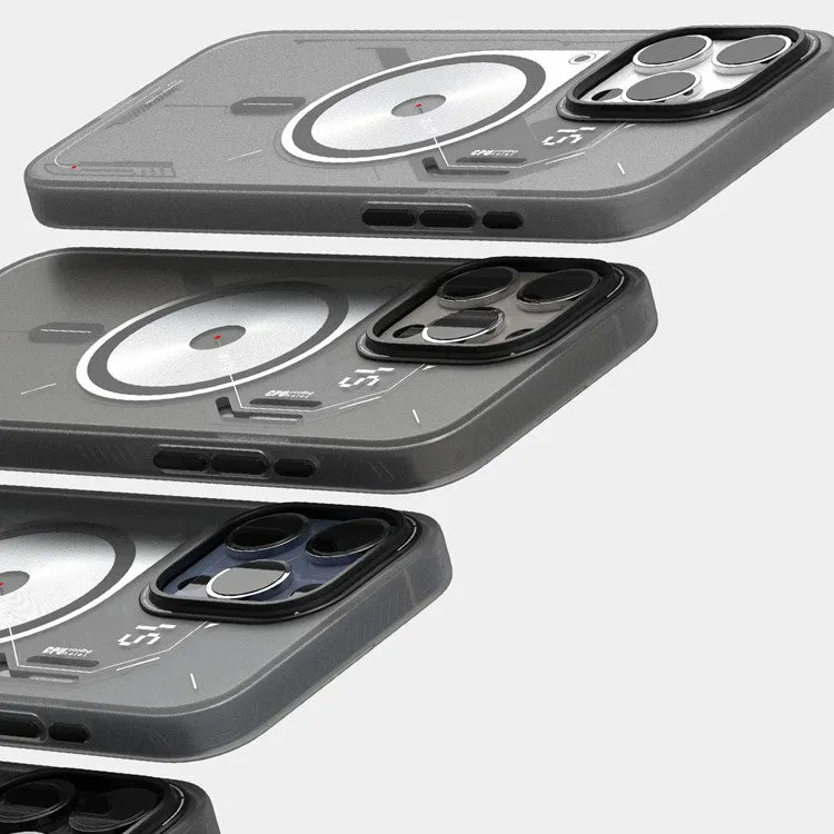 Grey magnetic TPU phone case with cooling window for iPhone 15 Pro and 15 Pro Max