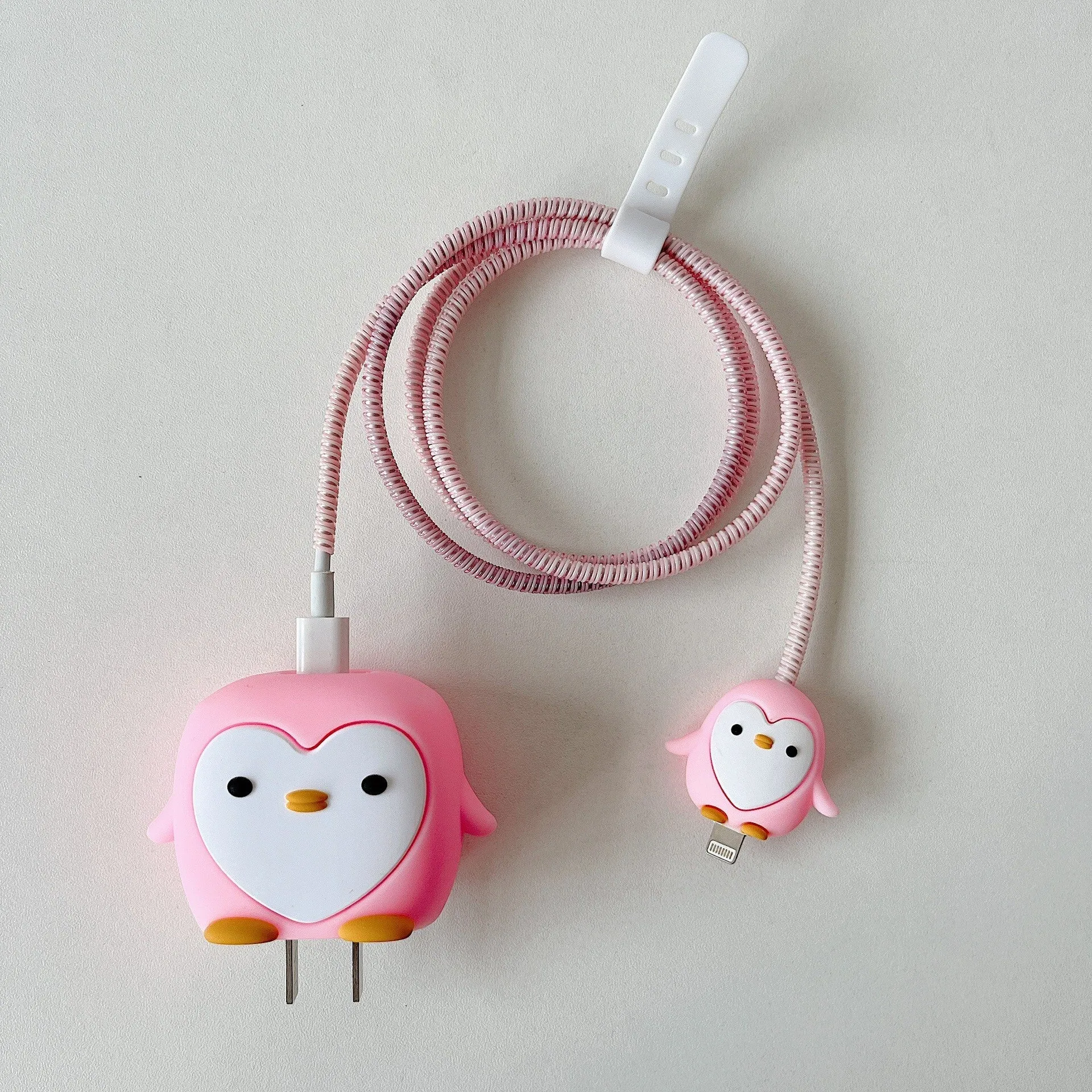 Silicone USB charger protective cover 4-piece set for Apple 18W 20W in cartoon designs