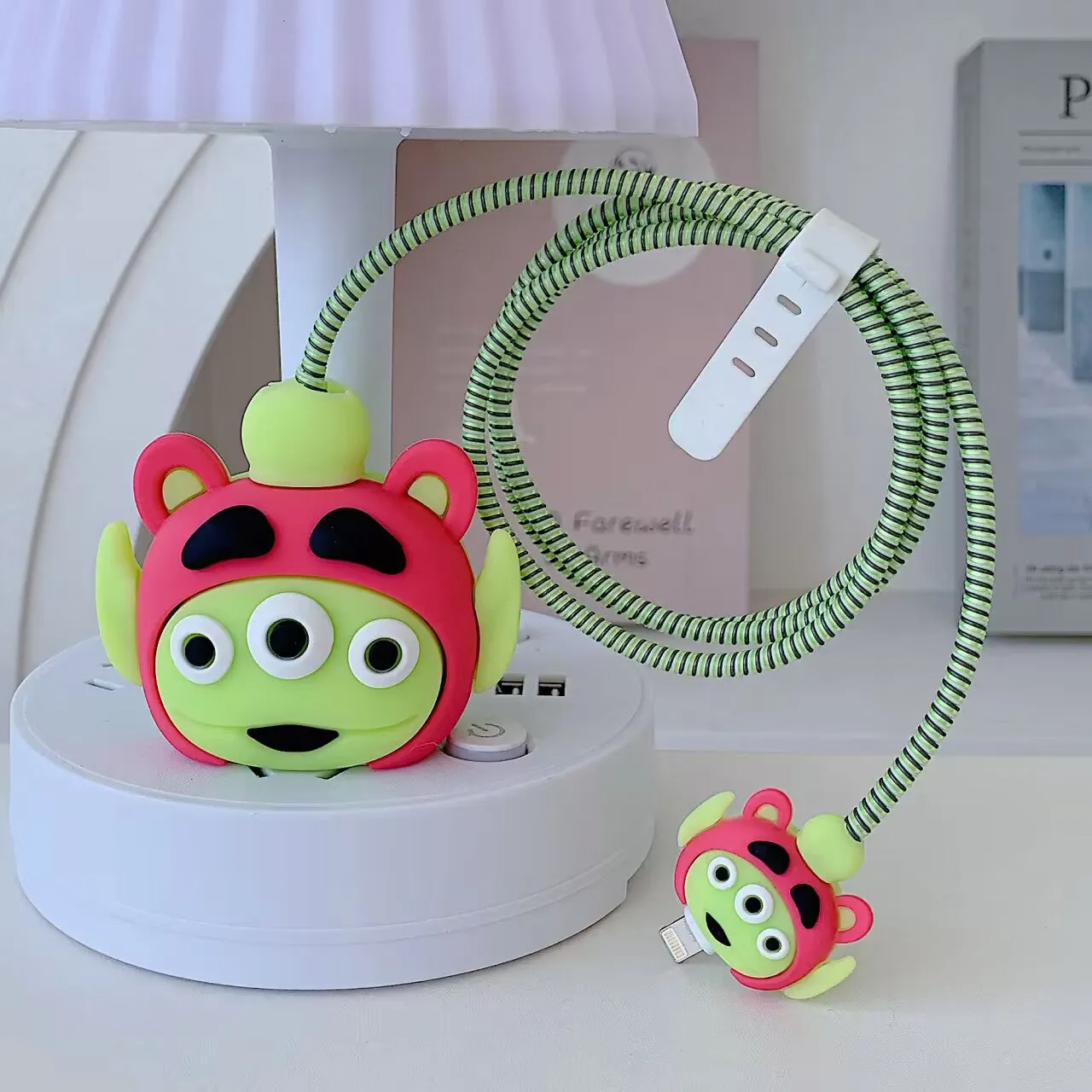 Silicone USB charger protective cover 4-piece set for Apple 18W 20W in cartoon designs