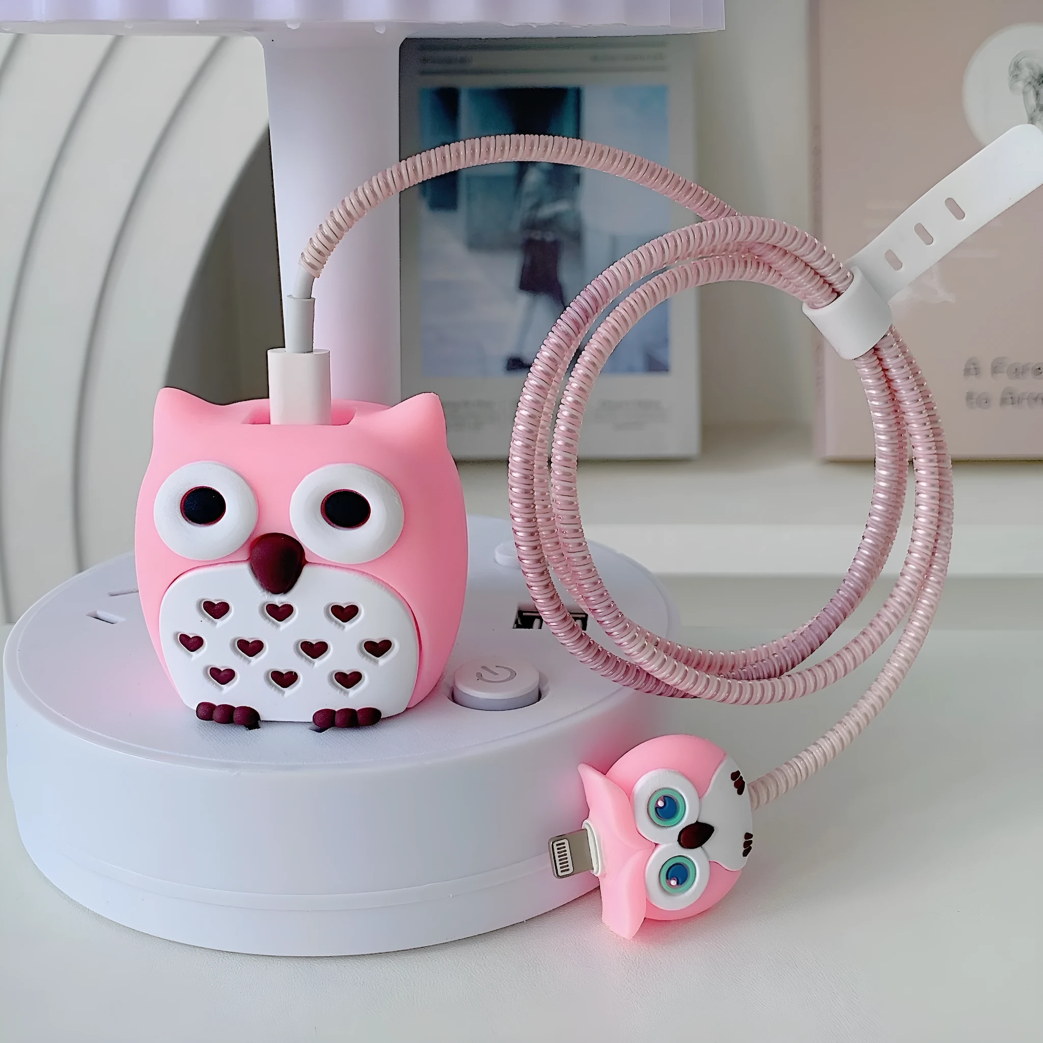 Silicone USB charger protective cover 4-piece set for Apple 18W 20W in cartoon designs