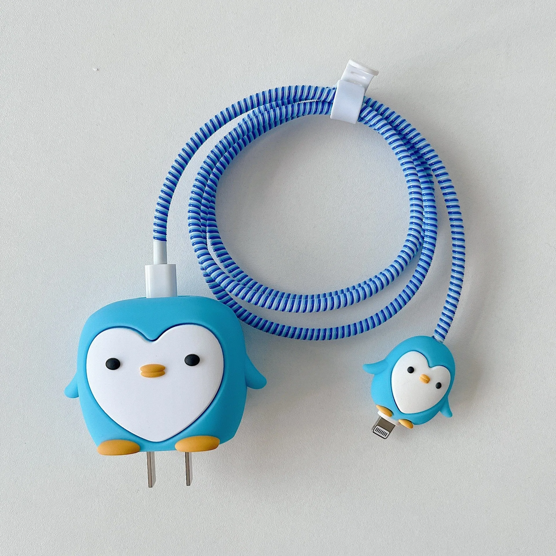 Silicone USB charger protective cover 4-piece set for Apple 18W 20W in cartoon designs