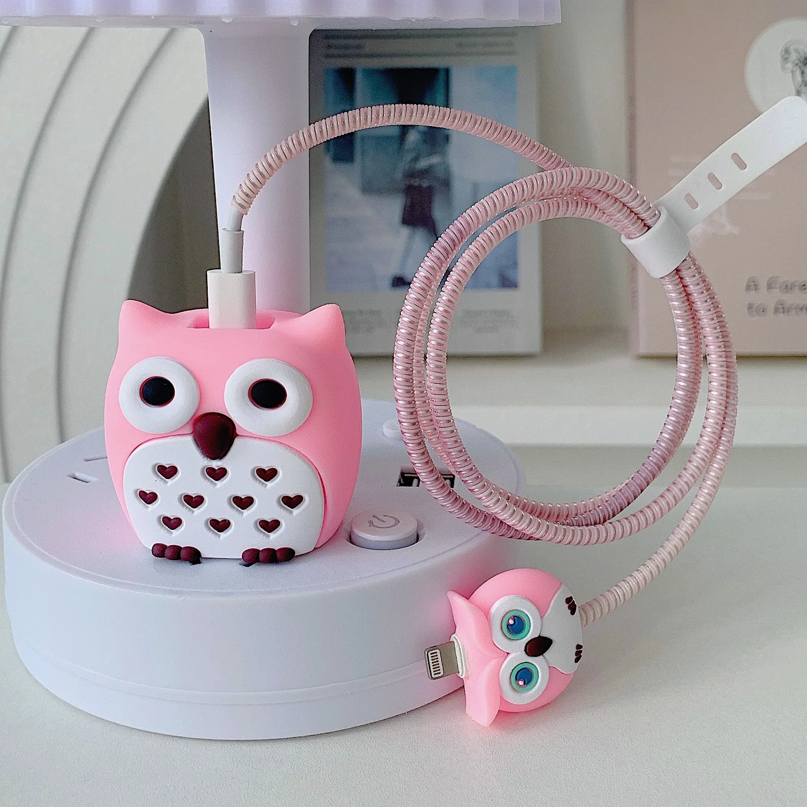 Silicone USB charger protective cover 4-piece set for Apple 18W 20W in cartoon designs