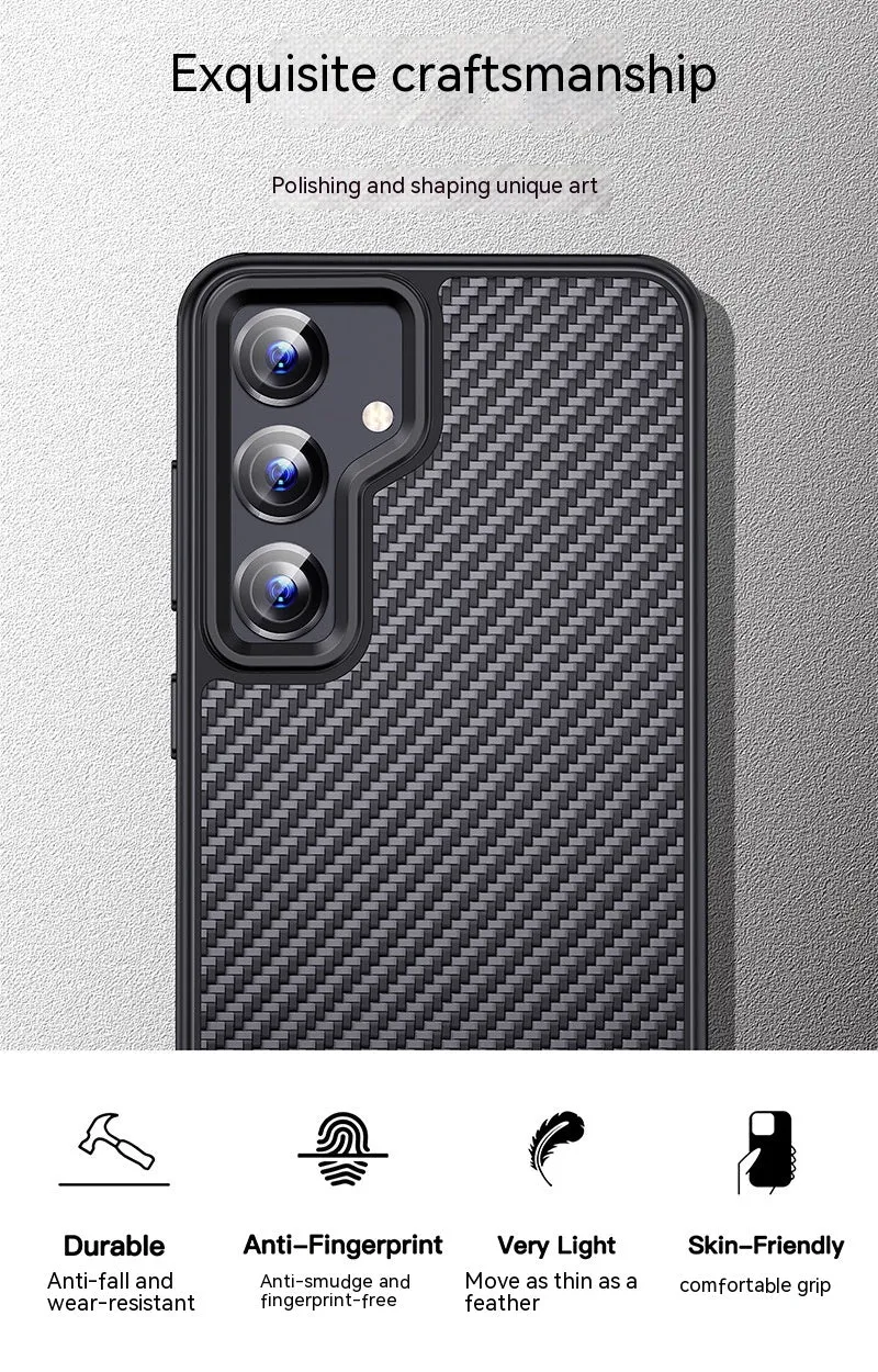 Aramid fibre frosted phone case magnetic shell for Samsung S23 S24 series black