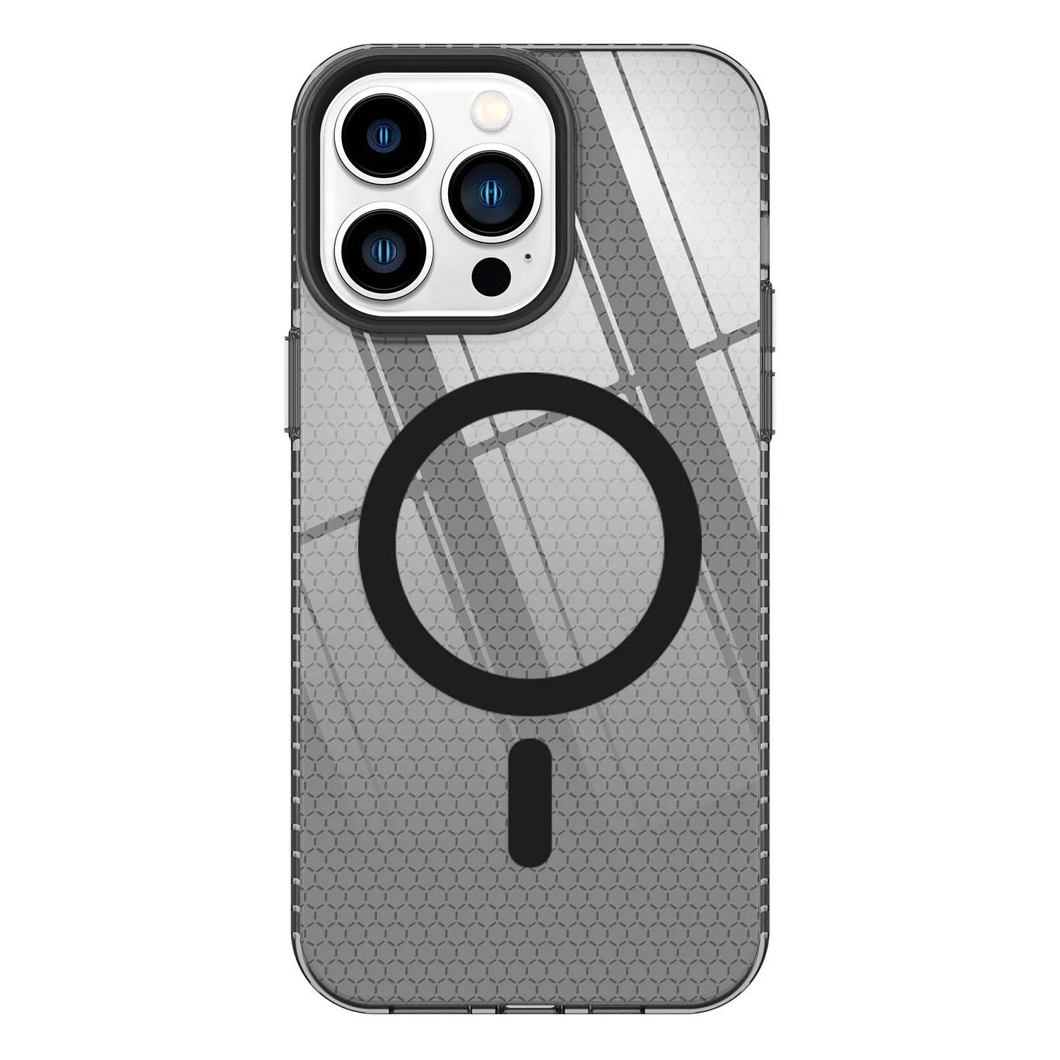 Magnetic phone case honeycomb pattern drop-resistant TPU for iPhone 13 14 15 series transparent
