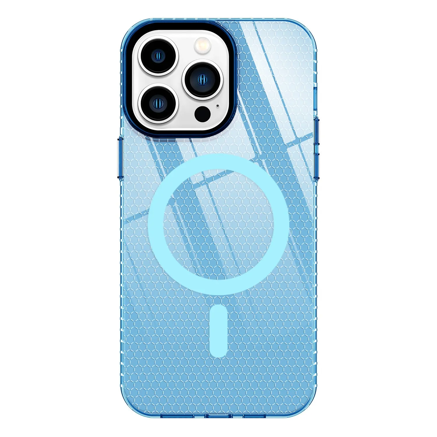 Magnetic phone case honeycomb pattern drop-resistant TPU for iPhone 13 14 15 series transparent