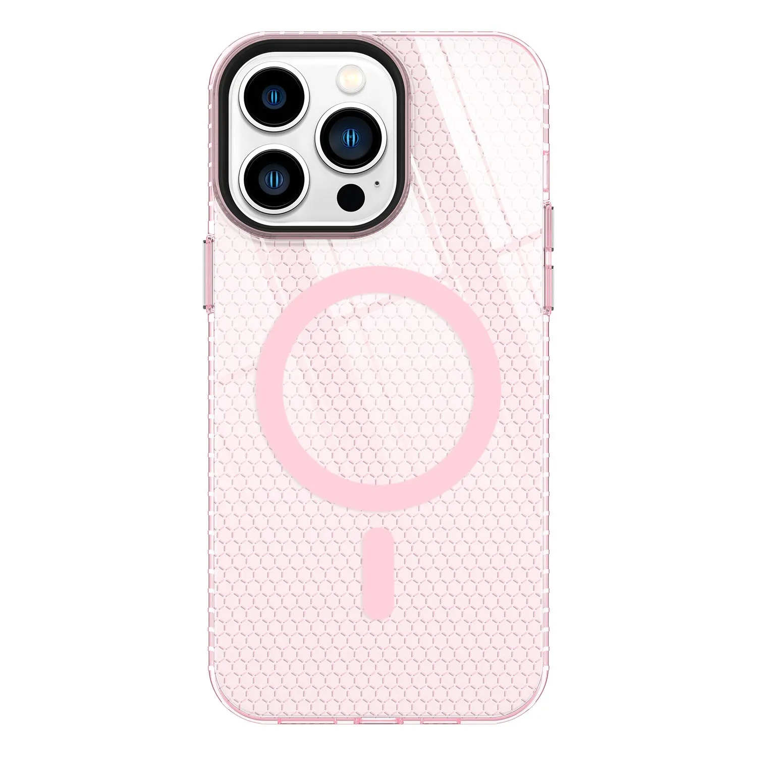 Magnetic phone case honeycomb pattern drop-resistant TPU for iPhone 13 14 15 series transparent