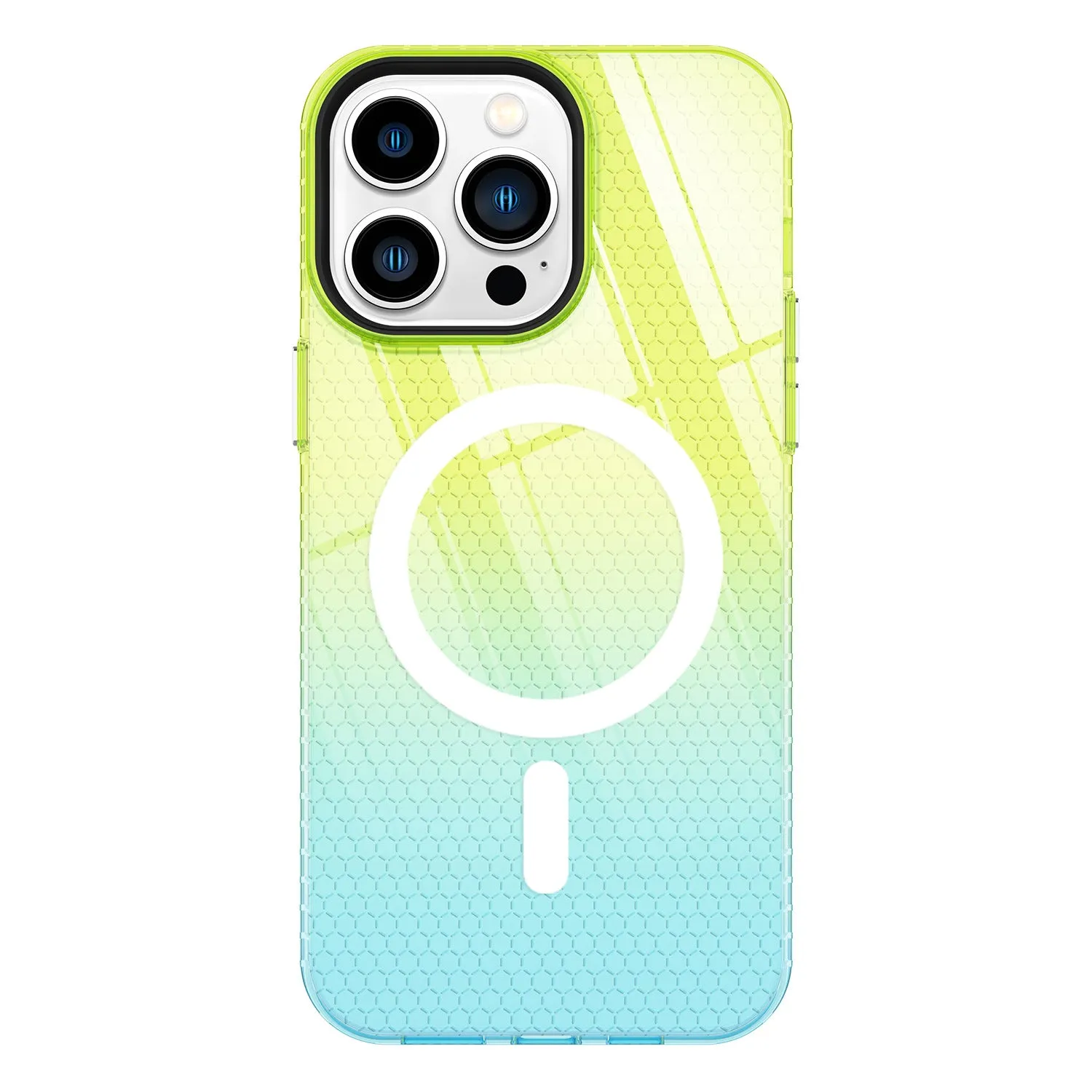 Magnetic phone case honeycomb pattern drop-resistant TPU for iPhone 13 14 15 series transparent