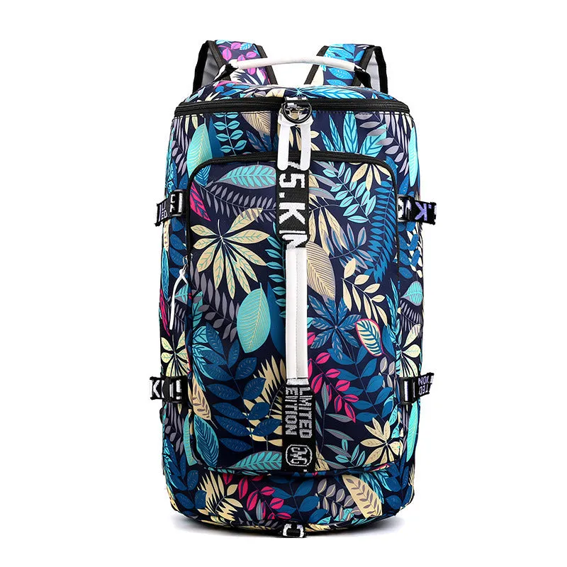 Black waterproof 3-in-1 gym backpack with shoe compartment and combination lock shown as a backpack and shoulder bag.