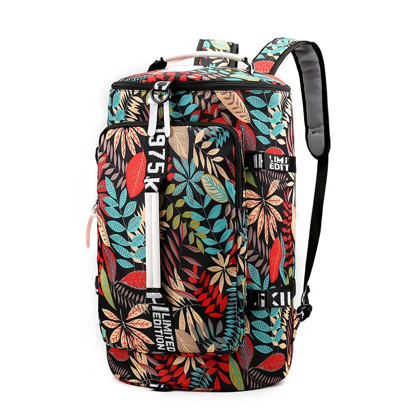 Black waterproof 3-in-1 gym backpack with shoe compartment and combination lock shown as a backpack and shoulder bag.