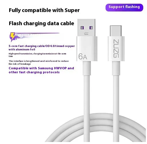 White braided Type-C fast charge data cable 1m for Apple 15 and USB devices