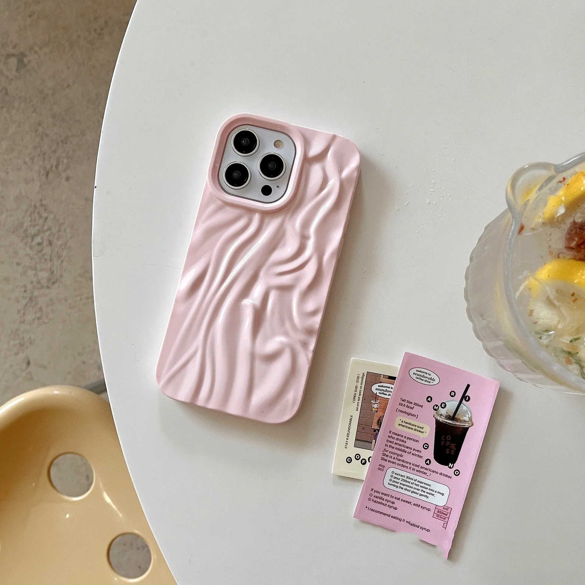 Pleated TPU phone case for iPhone 11 to 14 Pro Max in Pearl White with shockproof protection
