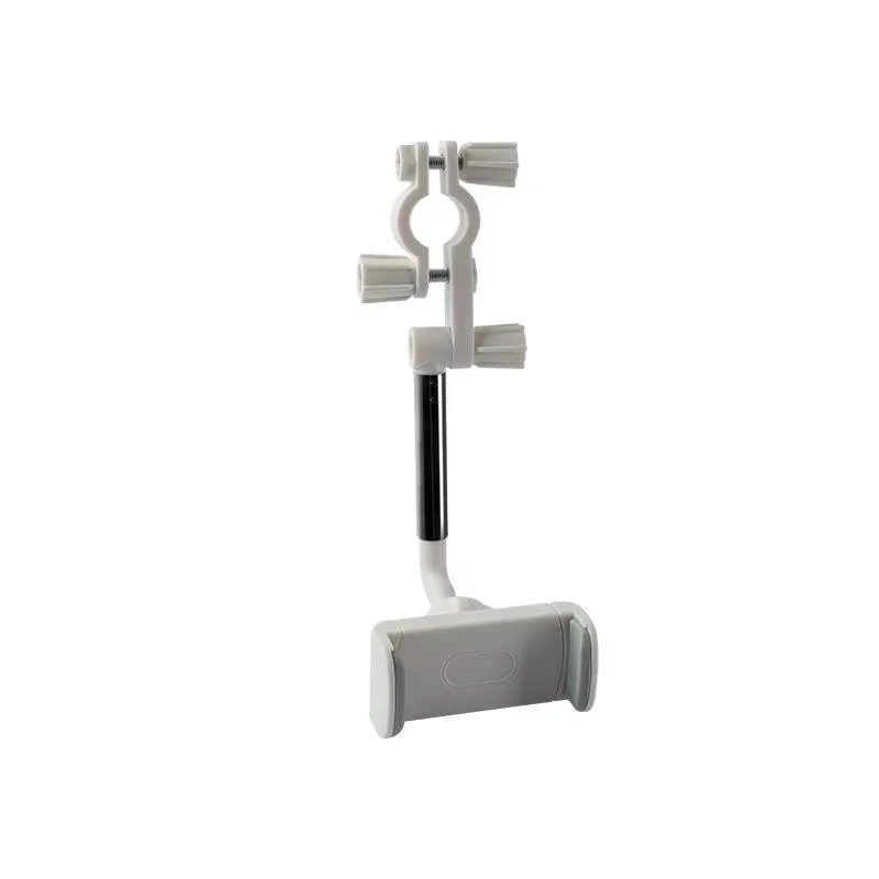 Black ABS plastic mobile phone bracket mounted on car rearview mirror showing smartphone in holder