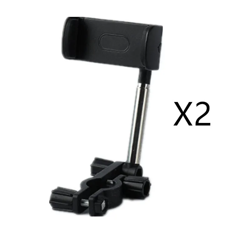 Black ABS plastic mobile phone bracket mounted on car rearview mirror showing smartphone in holder