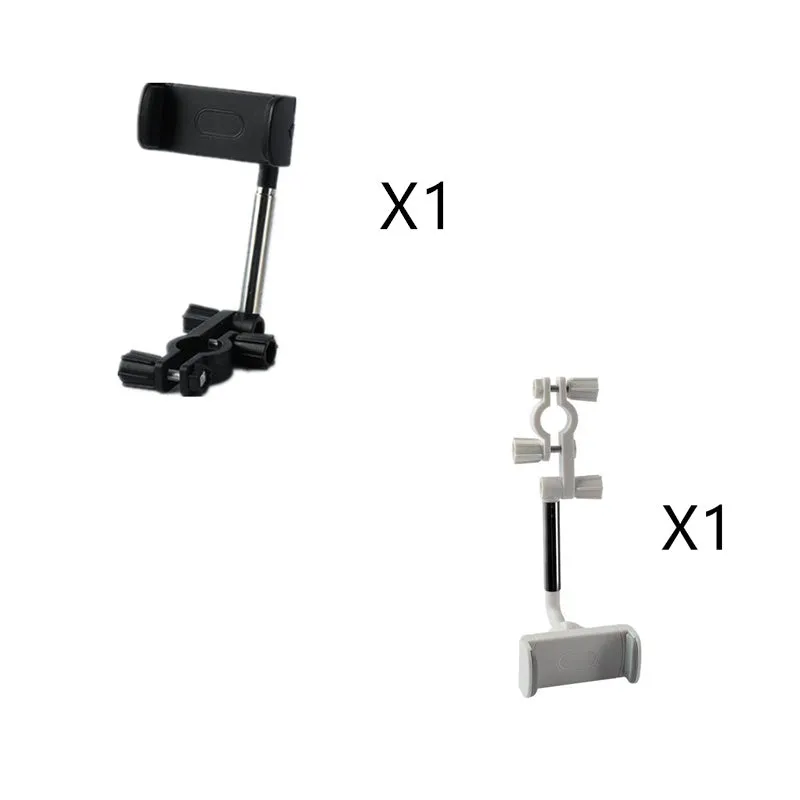 Black ABS plastic mobile phone bracket mounted on car rearview mirror showing smartphone in holder