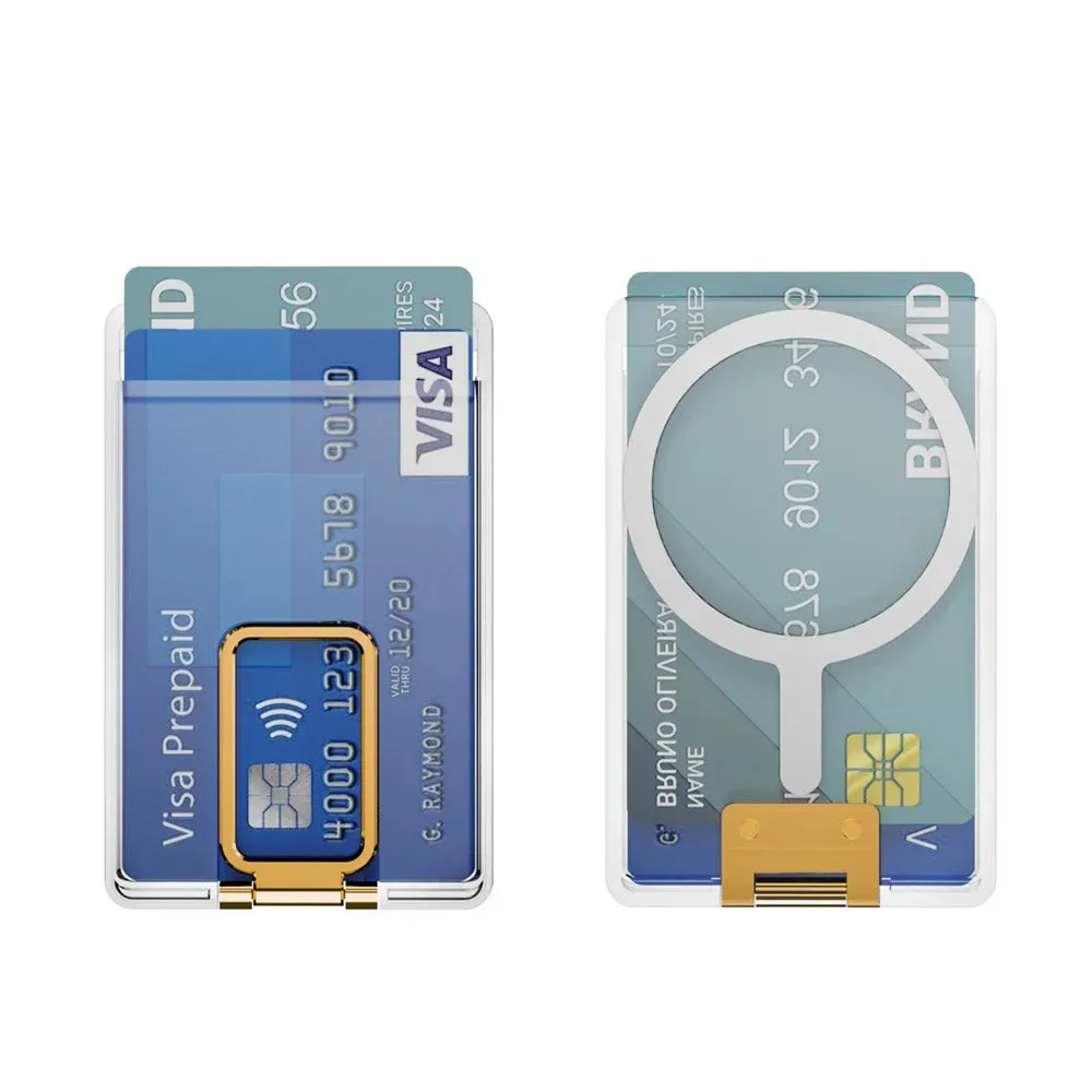 Magnetic card holder bracket transparent support for phone case with metal plate