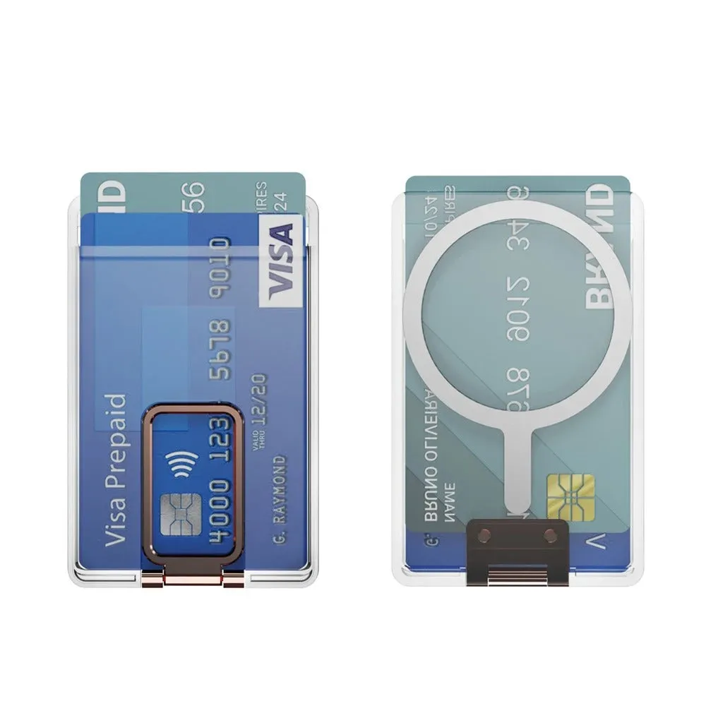Magnetic card holder bracket transparent support for phone case with metal plate