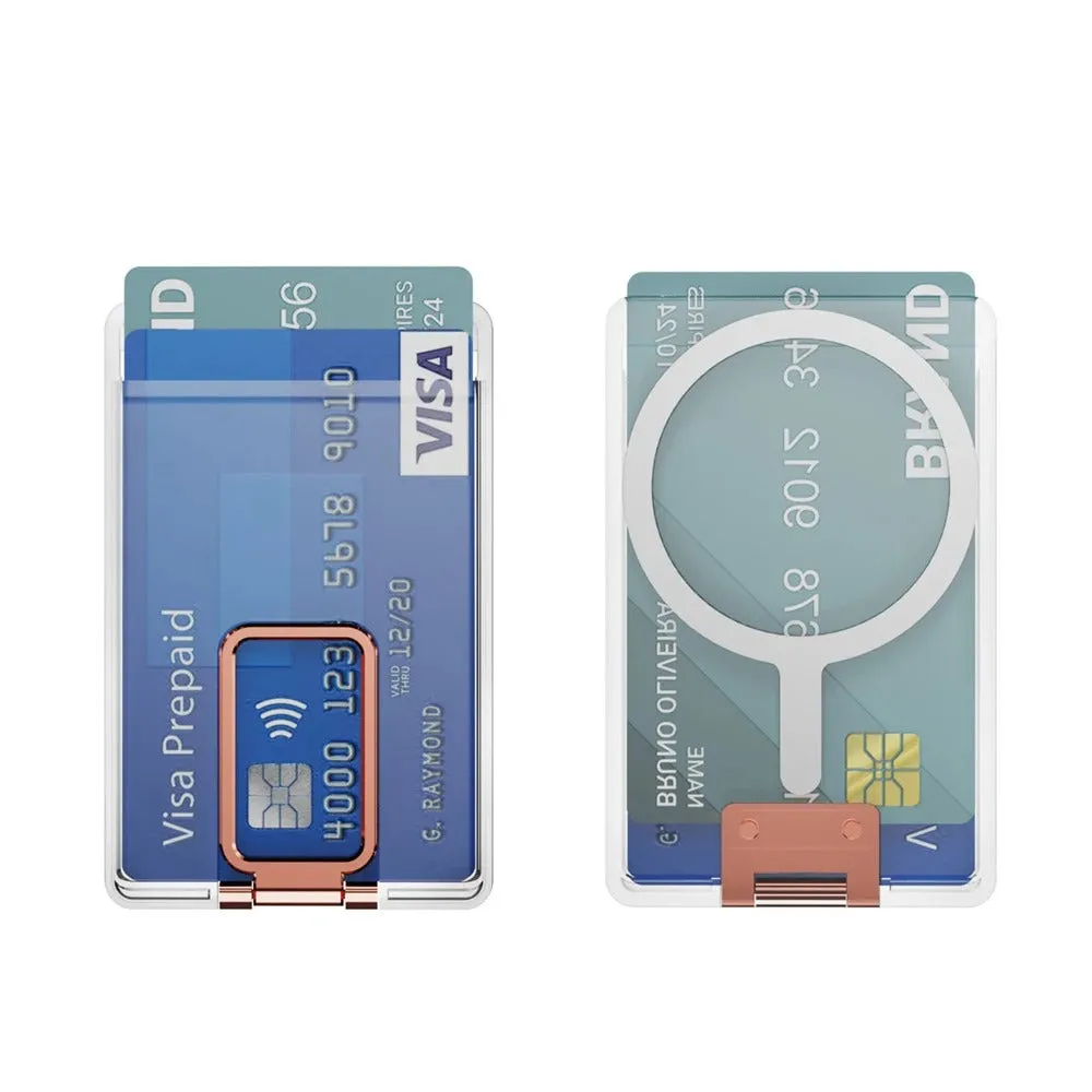 Magnetic card holder bracket transparent support for phone case with metal plate