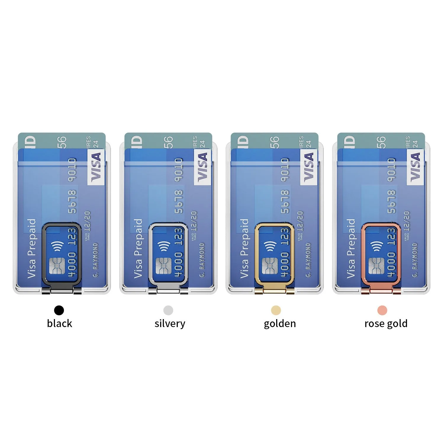 Magnetic card holder bracket transparent support for phone case with metal plate