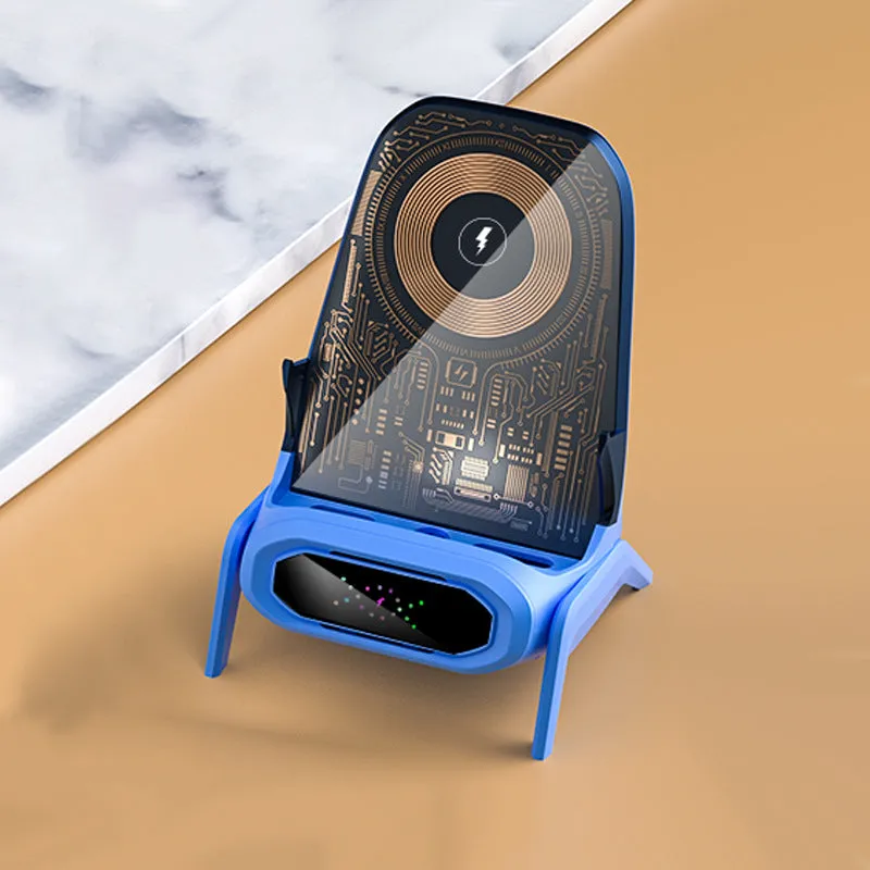 100W transparent small chair wireless charger stand in white with QC3.0 fast charging capability