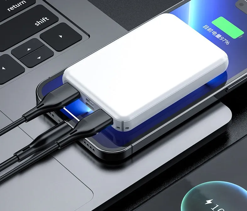 Black or white universal heating vest power bank showing 10000mAh and 5000mAh capacity options.