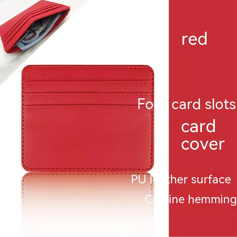 Compact leather cutting ferrule with multiple card slots in black, showing the front exterior and card storage capacity