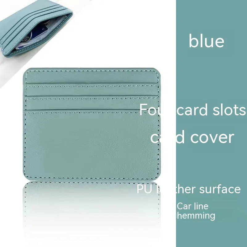 Compact leather cutting ferrule with multiple card slots in black, showing the front exterior and card storage capacity