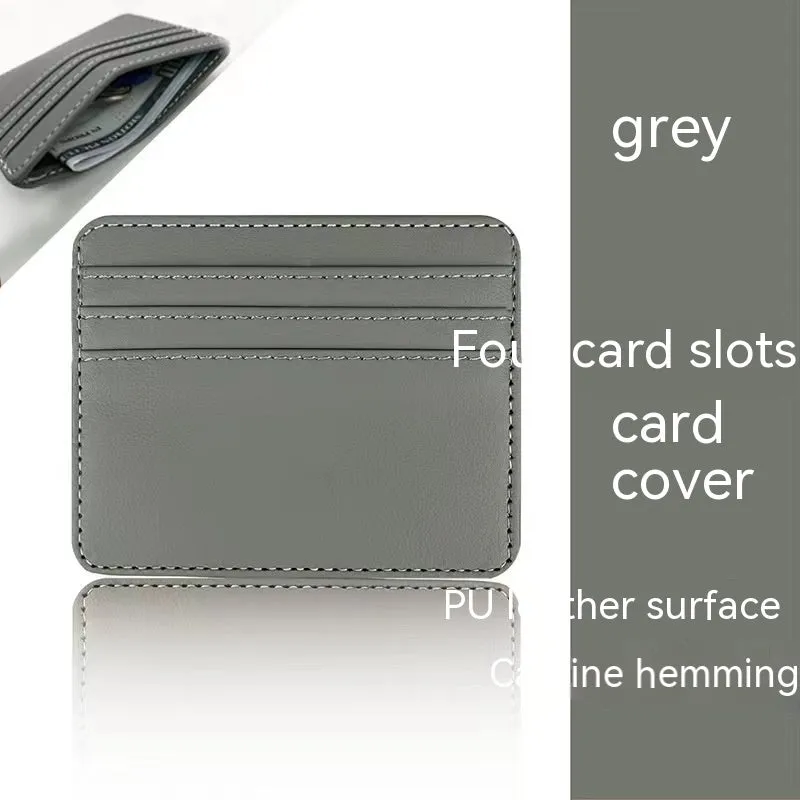 Compact leather cutting ferrule with multiple card slots in black, showing the front exterior and card storage capacity