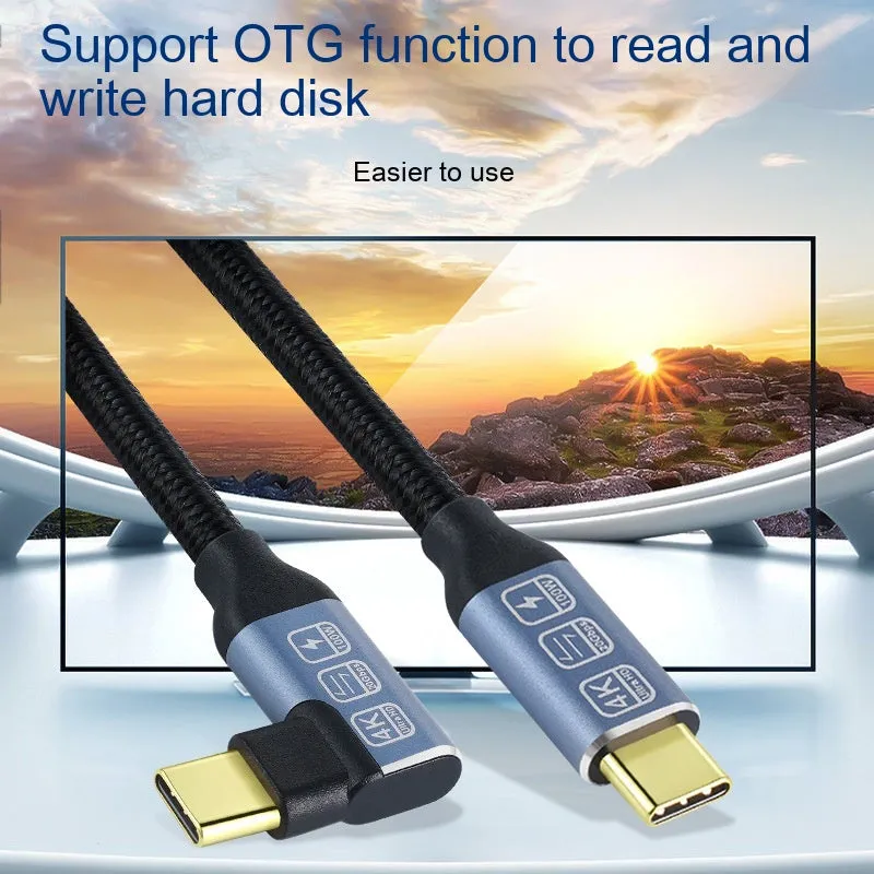 Black woven double Type-C data cable with fast charging support on a flat surface