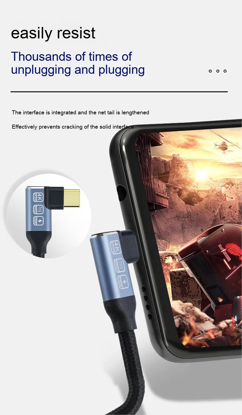 Black woven double Type-C data cable with fast charging support on a flat surface