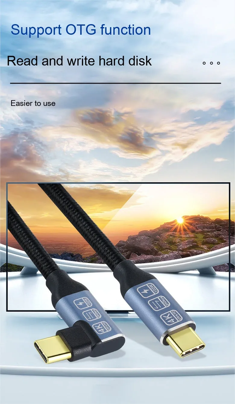 Black woven double Type-C data cable with fast charging support on a flat surface