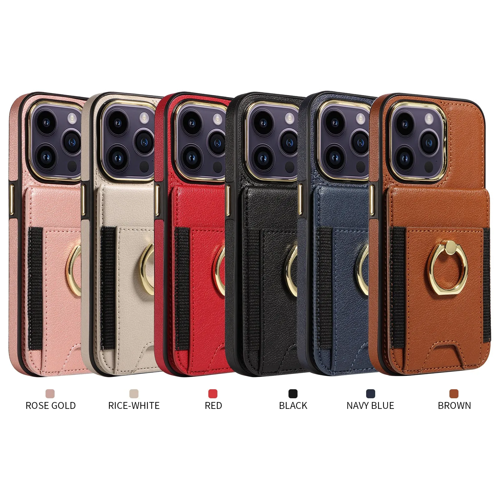 Black imitation leather phone case with card slot, bracket, and magnetic back for iPhone