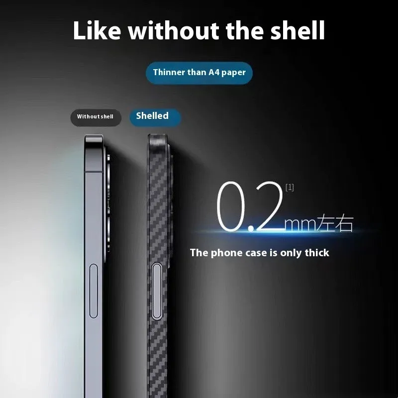 Carbon fiber phone case with drop resistance and heat dissipation for iPhone, black and gray colour