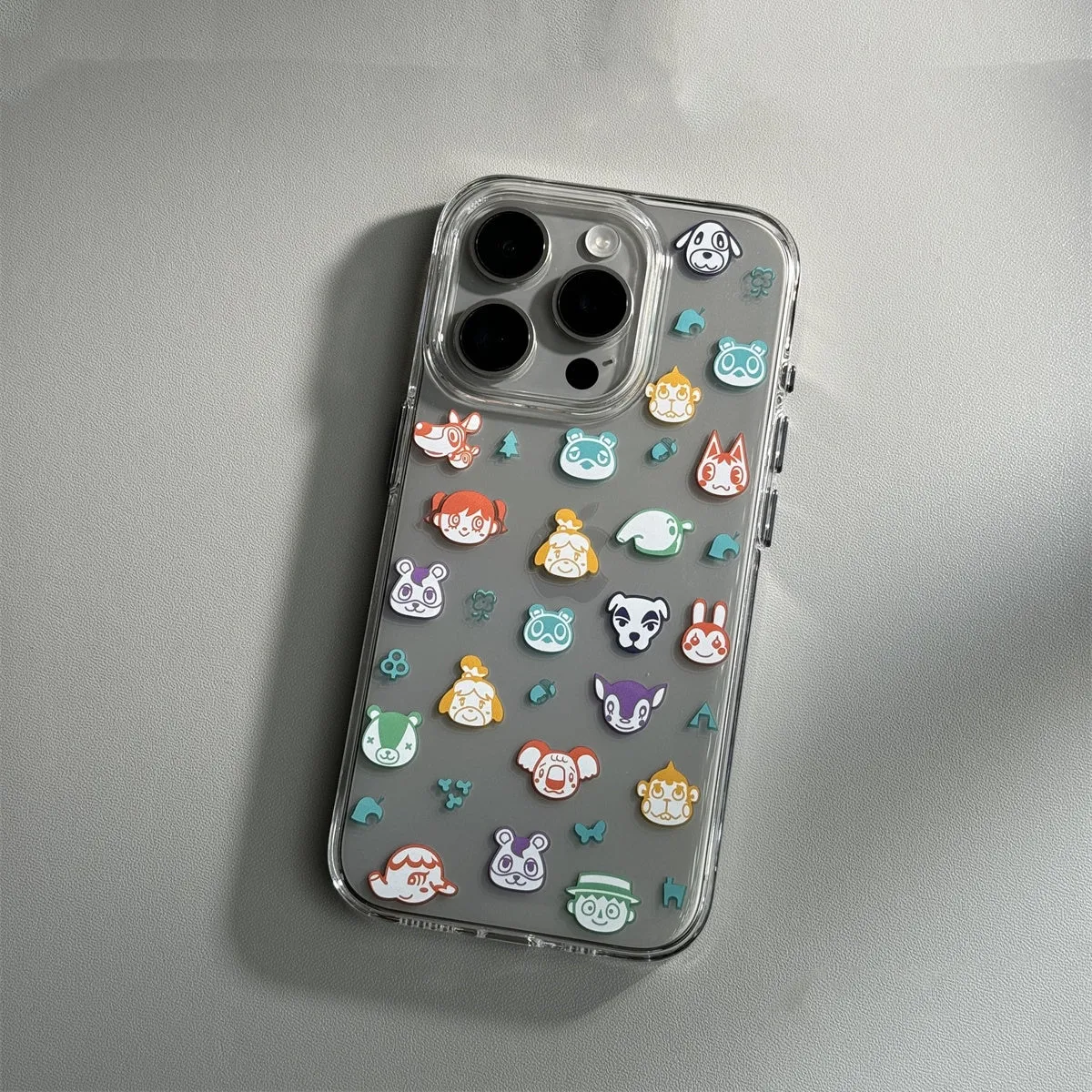Cartoon transparent soft shell PC phone case for iPhone 15 Pro Max with graffiti print anti-drop protection