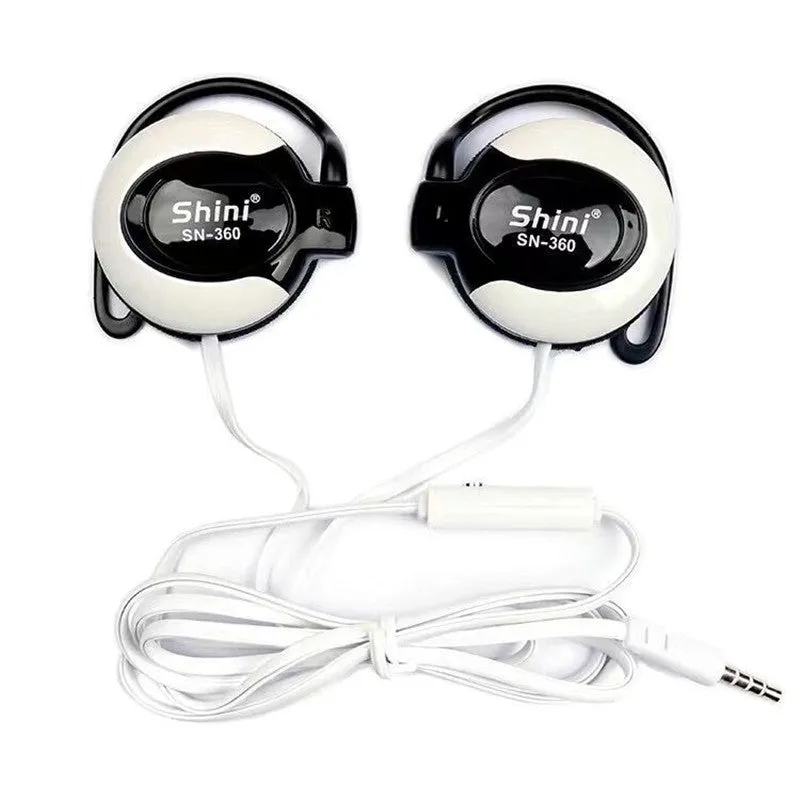 Ear hook earphones with 3.5mm plug, heavy bass, and HD voice in five colours