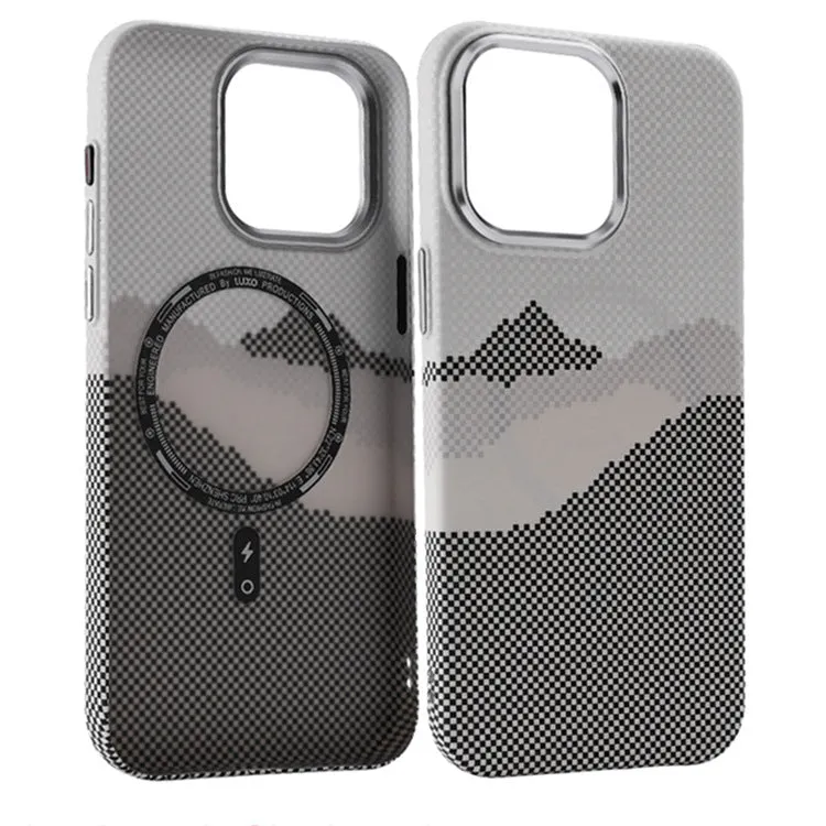 Kevlar magnetic carbon fiber texture hard PC phone case for iPhone in black with frosted finish