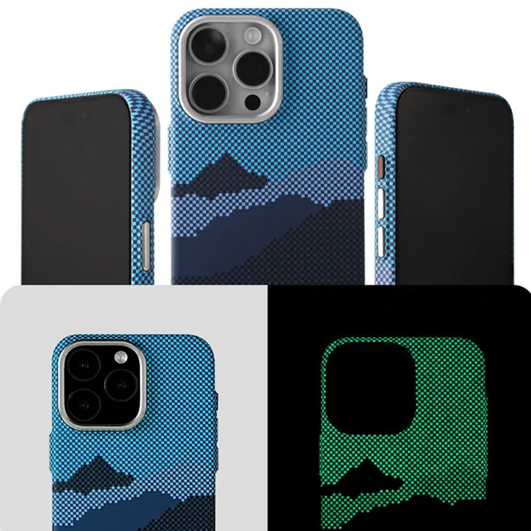 Kevlar magnetic carbon fiber texture hard PC phone case for iPhone in black with frosted finish