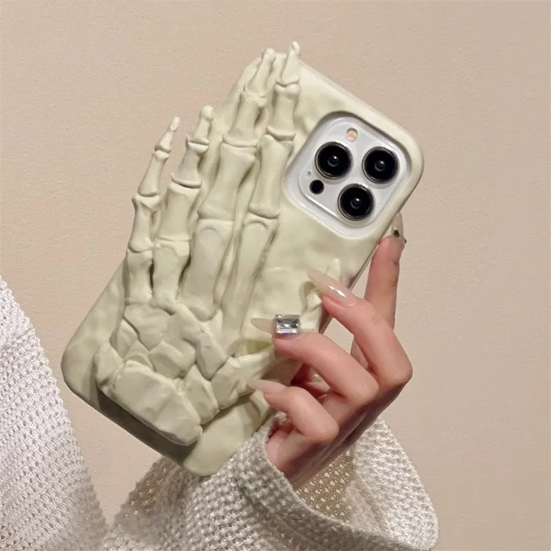 Skull hand bone three-dimensional relief silicone phone case for Apple iPhone