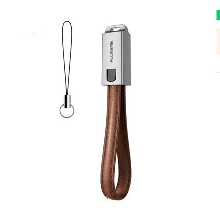 20cm leather USB-C to Lightning charging cable for iPhone in black, brown, or red colours