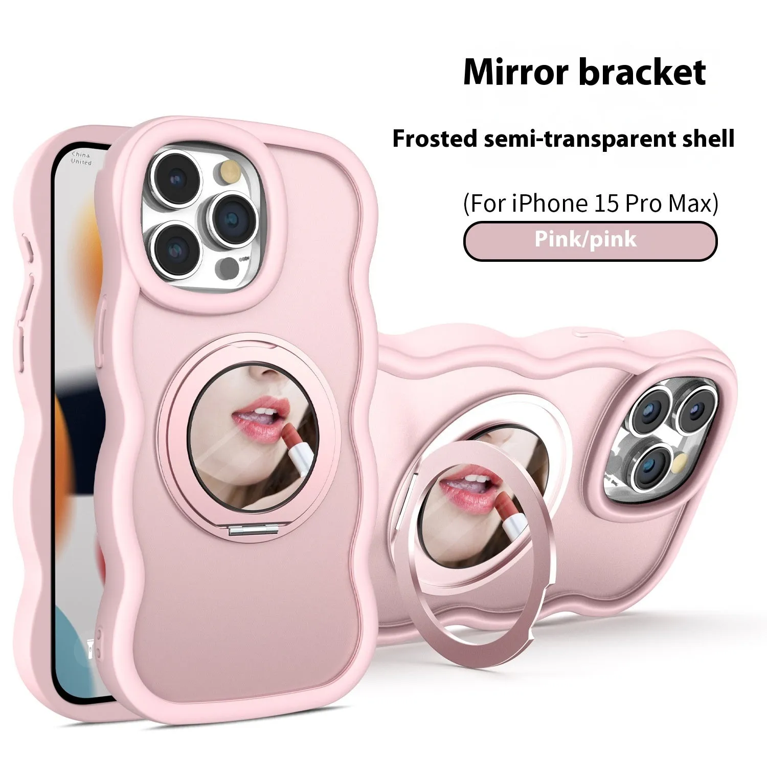 Dirt-resistant magnetic phone case with mirror and bracket in black for iPhone