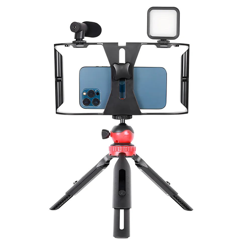 Simple and portable desktop telescopic tripod in ABS with mobile phone holder for stable desk use