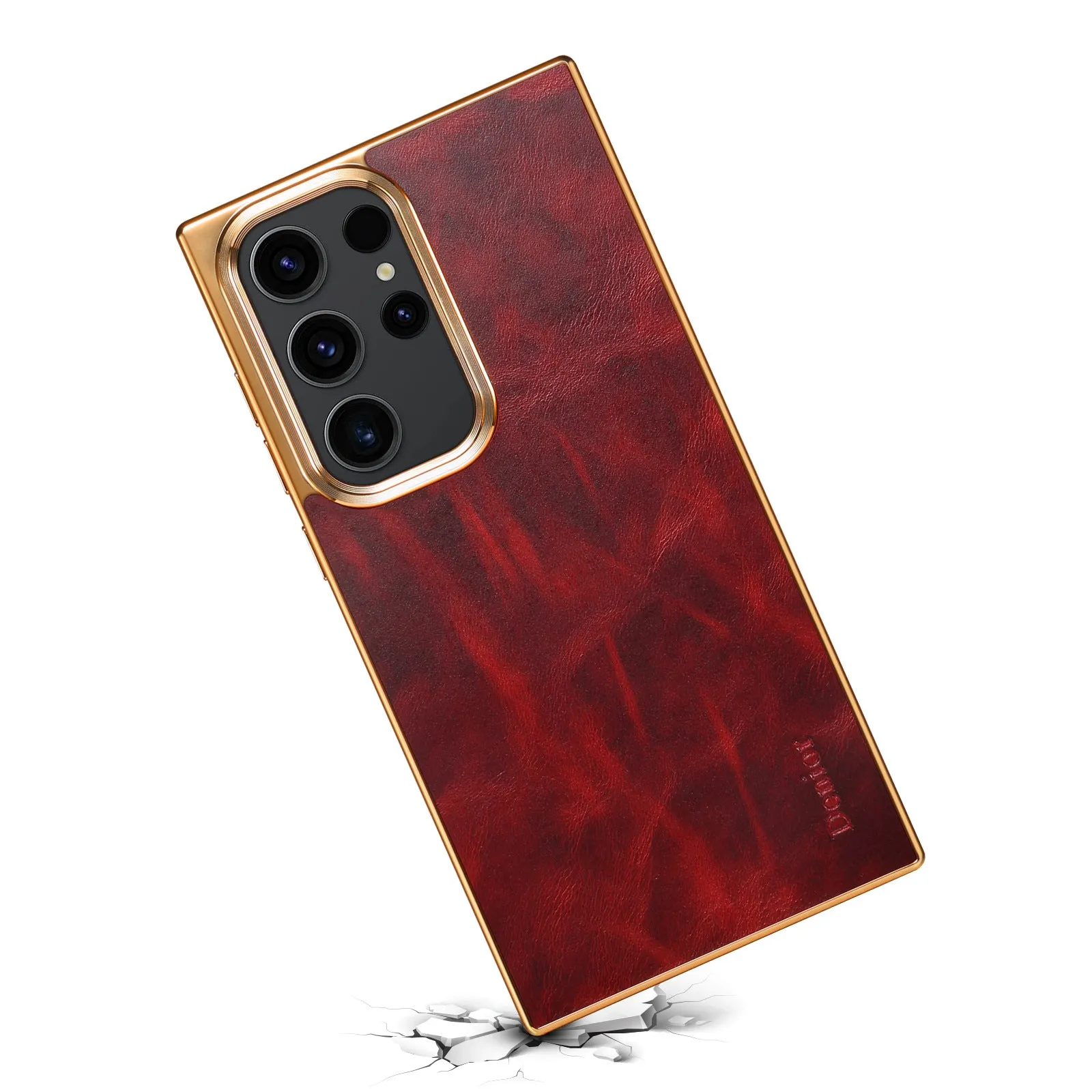 Genuine oil wax calfskin phone case for Samsung S23, handmade, blue colour, soft shell design