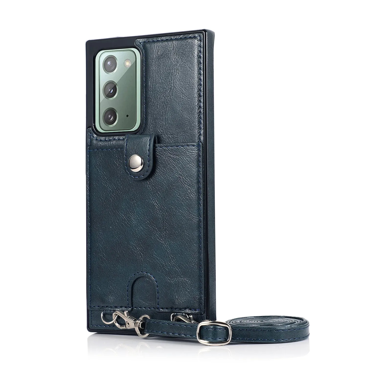 Fashion shoulder cross lanyard phone case for Samsung Note20 Ultra in flip business style imitation leather black