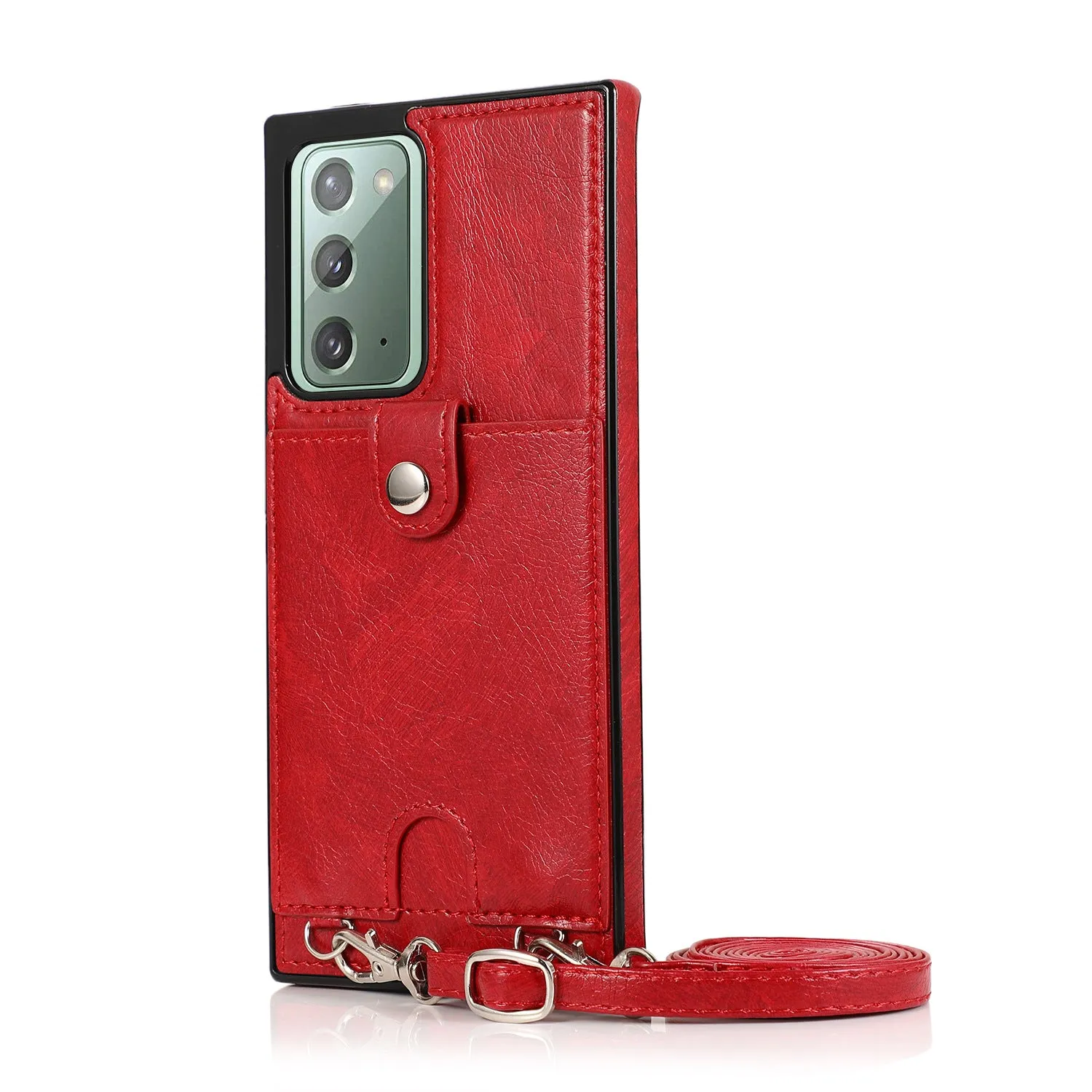 Fashion shoulder cross lanyard phone case for Samsung Note20 Ultra in flip business style imitation leather black