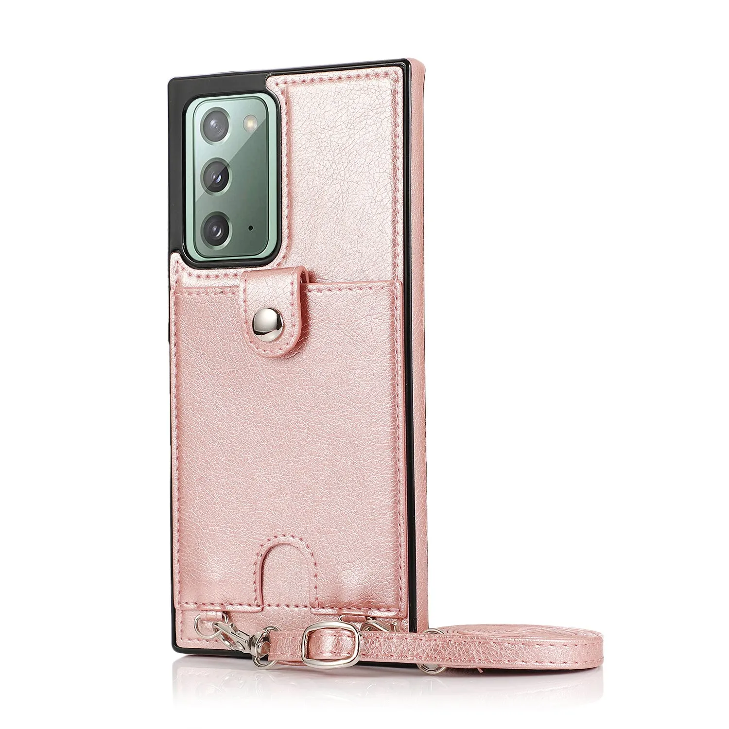 Fashion shoulder cross lanyard phone case for Samsung Note20 Ultra in flip business style imitation leather black