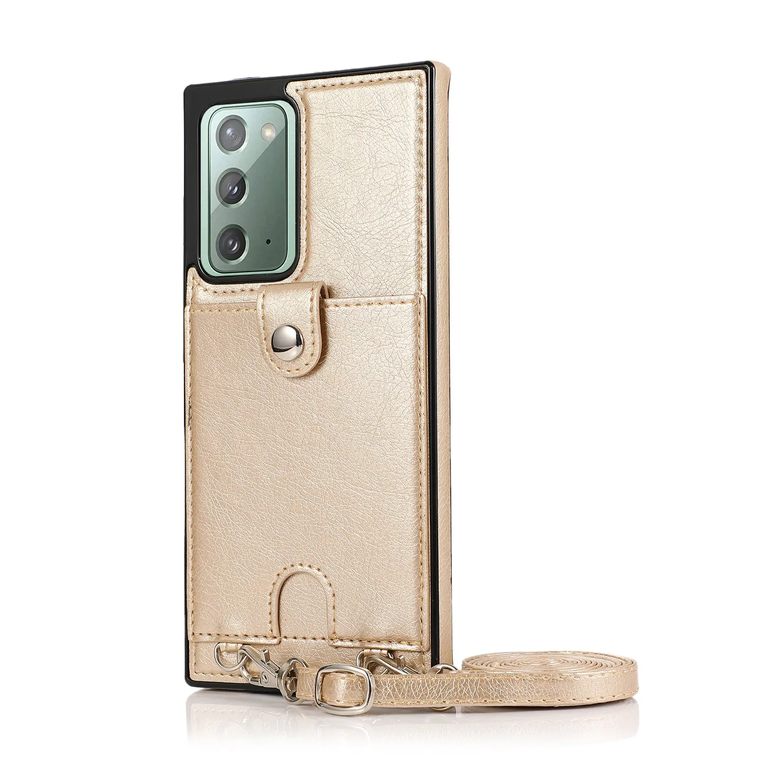 Fashion shoulder cross lanyard phone case for Samsung Note20 Ultra in flip business style imitation leather black