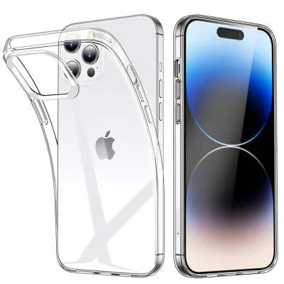 Transparent large hole TPU soft shell phone case for Apple iPhone, clear full cover with drop resistance