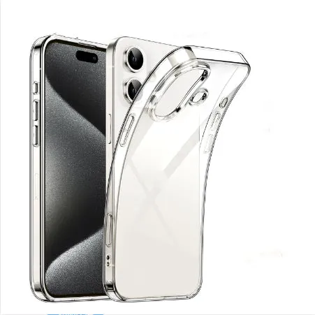 Transparent large hole TPU soft shell phone case for Apple iPhone, clear full cover with drop resistance