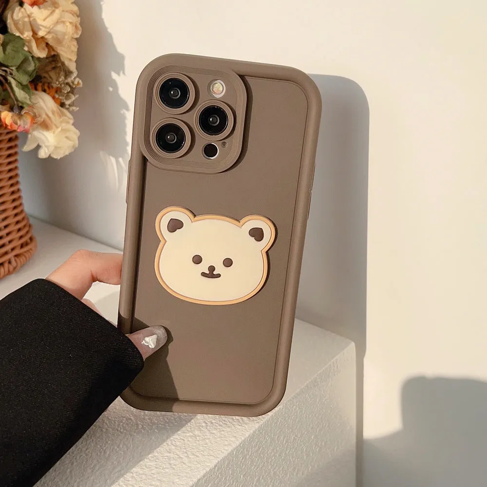 Khaki coffee cartoon bear soft silicone phone protector for Apple iPhone
