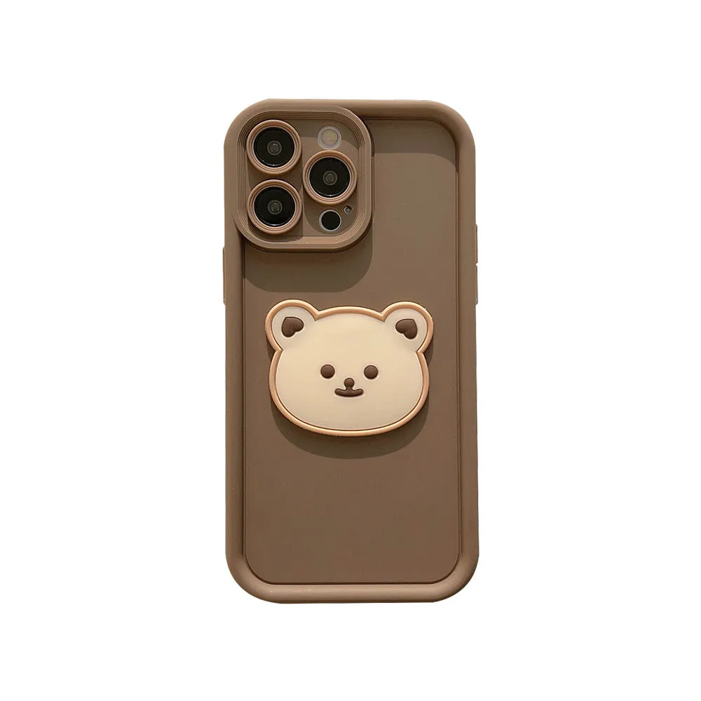 Khaki coffee cartoon bear soft silicone phone protector for Apple iPhone