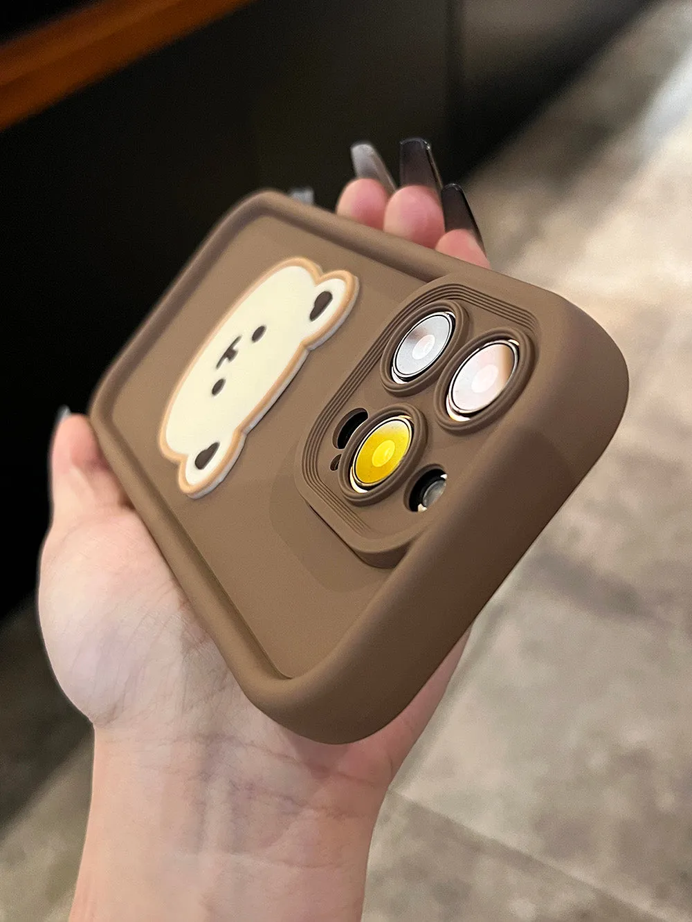 Khaki coffee cartoon bear soft silicone phone protector for Apple iPhone